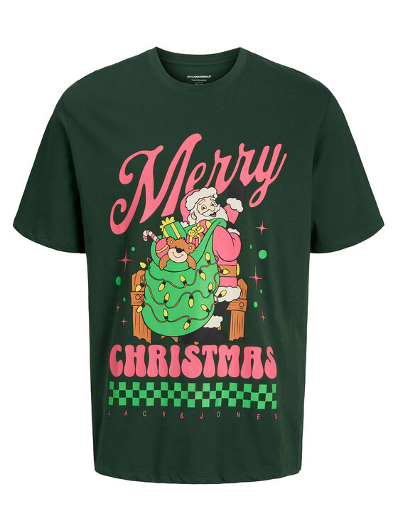 Jack & Jones Jack & Jones Tričko Holiday Cartoon 12287550 Zelená Relaxed Fit