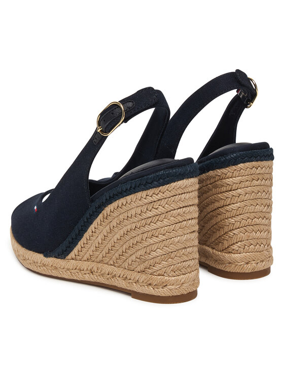 Tommy Hilfiger Tommy Hilfiger Espadryle Flag High Wedge Espad Slingback FW0FW09343 Granatowy