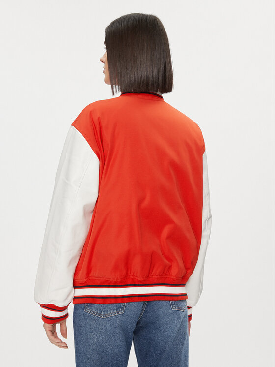 Tommy Jeans Tommy Jeans Bomber dzseki Letterman DW0DW17233 Piros Relaxed Fit