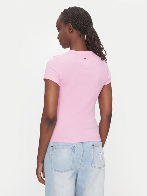 Tommy Jeans Tommy Jeans T-särk Script Label DW0DW21402 Roosa Slim Fit