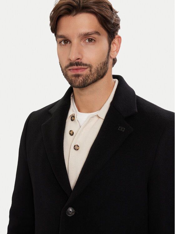 Tommy Hilfiger Tommy Hilfiger Вовняне пальто MW0MW40768 Чорний Regular Fit