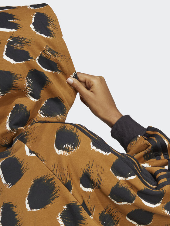 adidas adidas Pluus Essentials 3-Stripes Animal Print Hoodie IC8686 Pruun Loose Fit