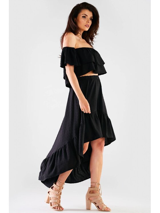 Awama Awama Bluzka A424 Czarny Basic Fit