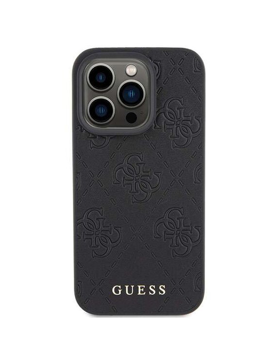 Guess Guess Etui na telefon Leather 4G Stamped Czarny