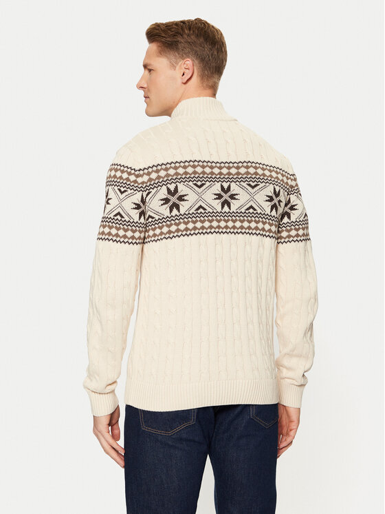 Selected Homme Selected Homme Bluză cu gât 16081554 Écru Regular Fit
