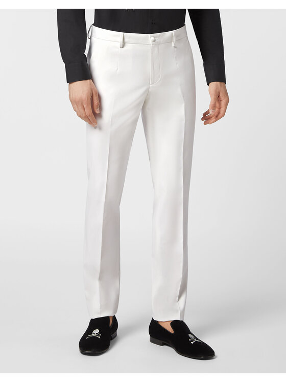 PHILIPP PLEIN PHILIPP PLEIN Spodnie materiałowe 1931 Biały Regular Fit