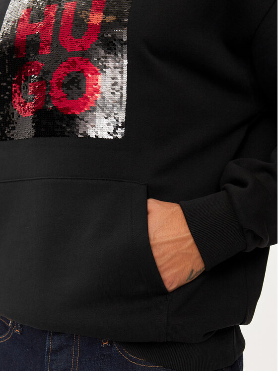 HUGO Hugo Majica dugih rukava Deseqino 50521506 Crna Relaxed Fit