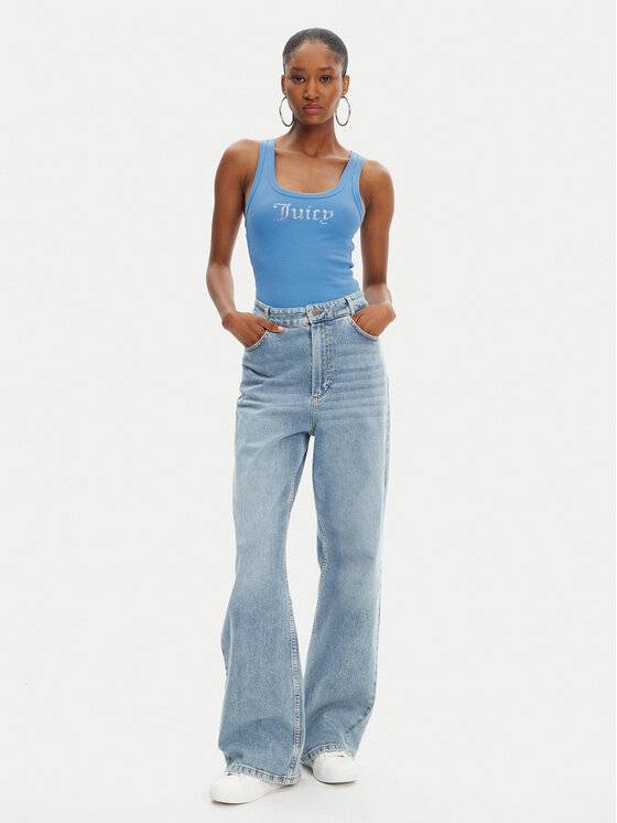 Juicy Couture Juicy Couture Top Racer JCWLV125305 Niebieski Slim Fit