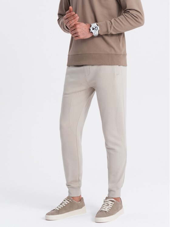 Ombre Ombre Joggers kalhoty OM-PABS-0173 Béžová Regular Fit