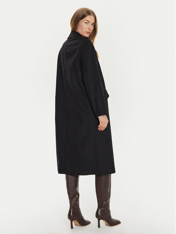TWINSET TWINSET Vlněný kabát 242TT2203 Černá Loose Fit
