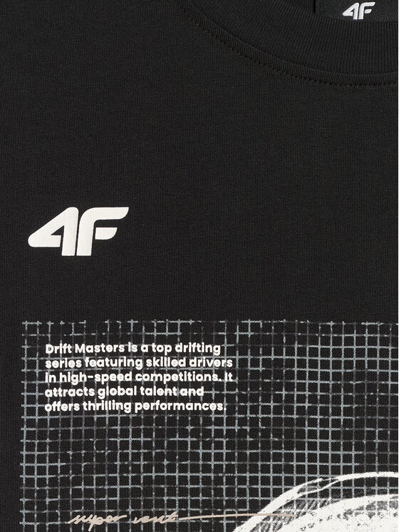 4F 4F T-Shirt MOTOSPORTS 2026 Czarny Loose Fit
