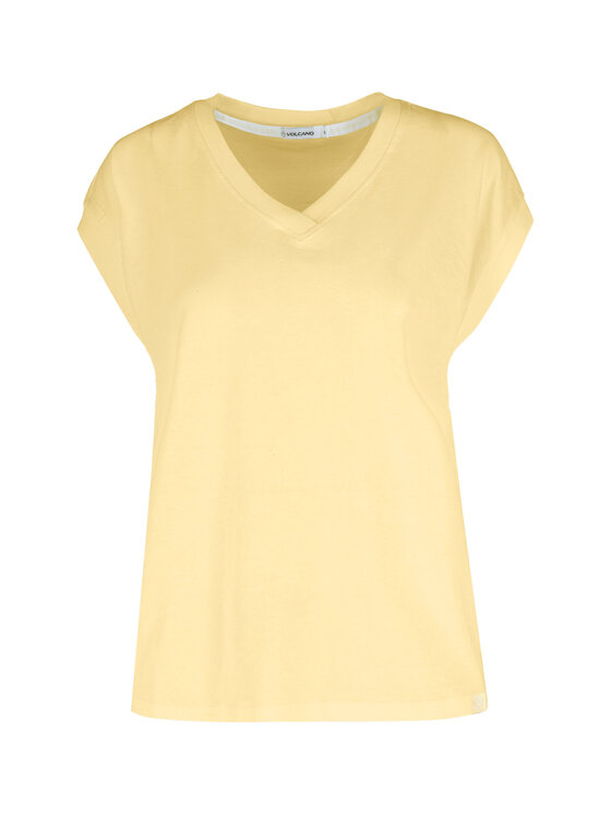 Volcano Volcano T-Shirt T-SKY Żółty Regular Fit