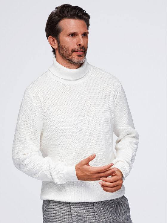 Ombre Ombre Svetr OM-SWTN-0189 Bílá Regular Fit