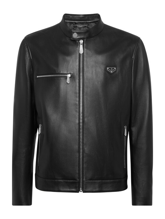 PHILIPP PLEIN PHILIPP PLEIN Kurtka skórzana 27857 Czarny Slim Fit