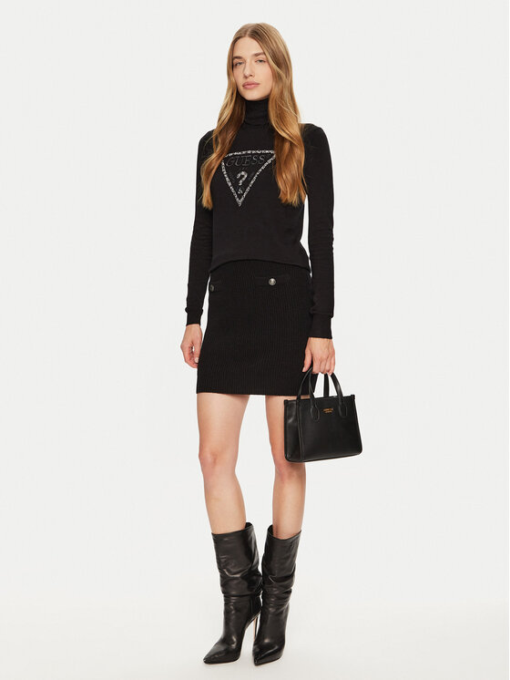 Guess Guess Mini suknja W4BD64 Z2WX0 Crna Slim Fit