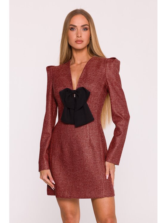 Made of Emotion Made of Emotion Sukienka wieczorowa M869 Bordowy Modern Slim Fit