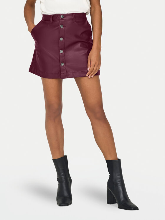 ONLY ONLY Suknja od imitacije kože Amazing 15331876 Tamnocrvena Slim Fit