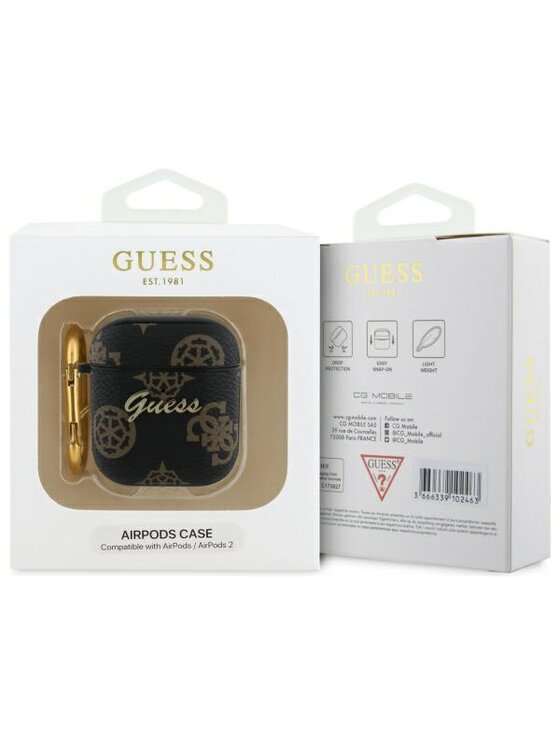 Guess Guess Etui na słuchawki AirPods 1/2 - 4G Hook Czarny