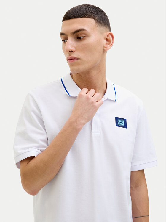 Jack&Jones Jack&Jones Тениска с яка и копчета Hudson 12269238 Бял Regular Fit