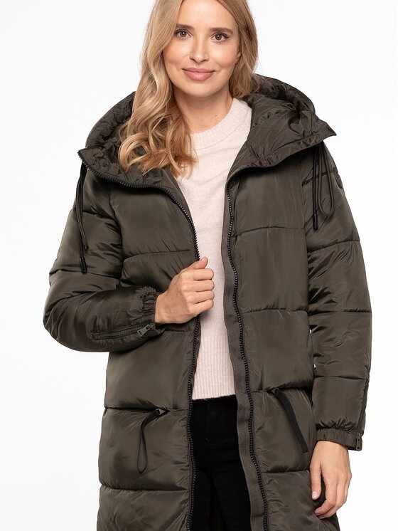 Perso Perso Kurtka damska BLH251010F Khaki Regular Fit