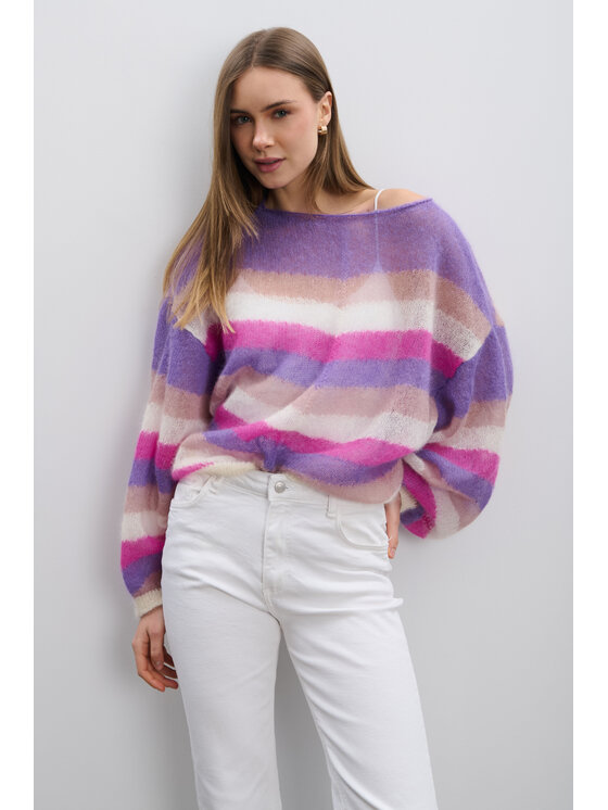 Fobya Fobya Sweter F2110 Fioletowy Basic Fit