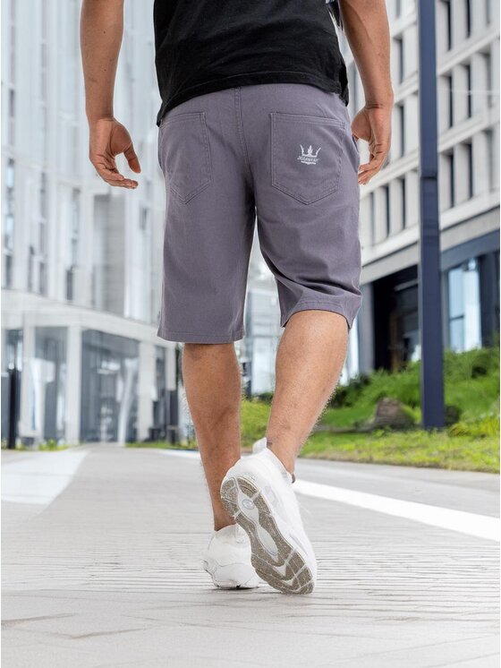 Jigga Wear Jigga Wear Szorty materiałowe Krótkie spodenki Na wiosnę lato na gumce wakacje urlop 128816 Szary Regular Fit