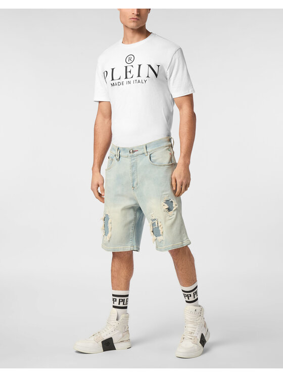 PHILIPP PLEIN PHILIPP PLEIN Szorty jeansowe 24333 Niebieski Loose Fit