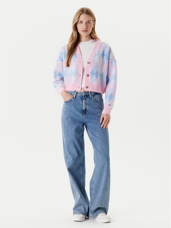 Tommy Jeans Tommy Jeans Kardigan Argyle DW0DW21180 Ružičasta Relaxed Fit