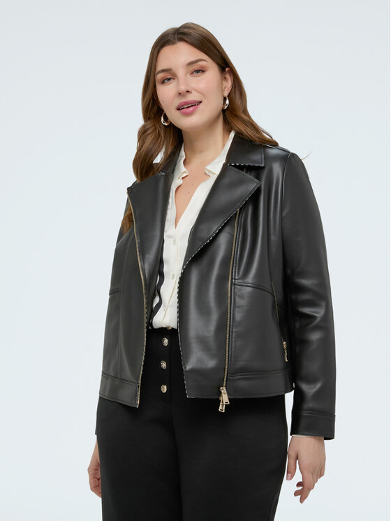 Fiorella Rubino Fiorella Rubino Kurtka z imitacji skóry R330T001304N033 Czarny Boxy Fit