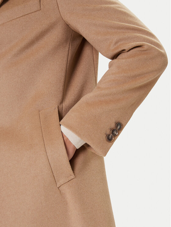 BOSS BOSS Vilnonis paltas Hyde 50549187 Smėlio Slim Fit