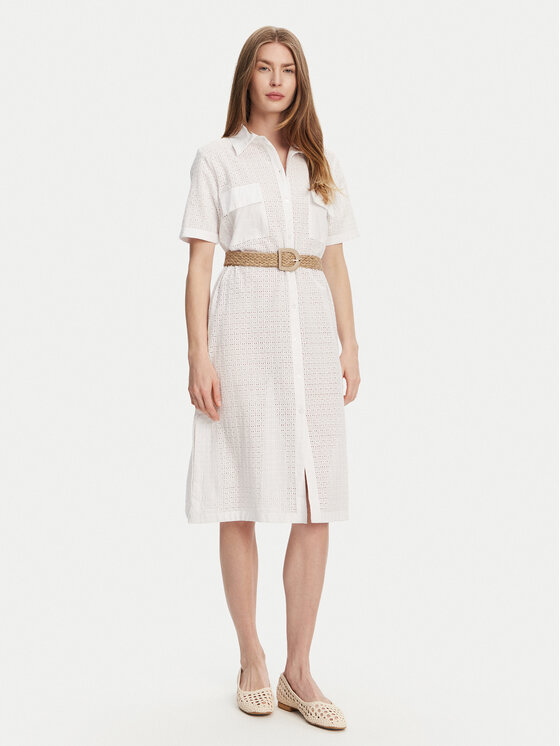 Selmark Selmark Košeľové šaty BC133 Biela Regular Fit