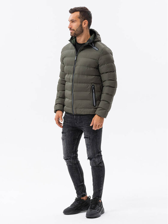 Ombre Ombre Bunda pro přechodné období C451 Khaki Regular Fit