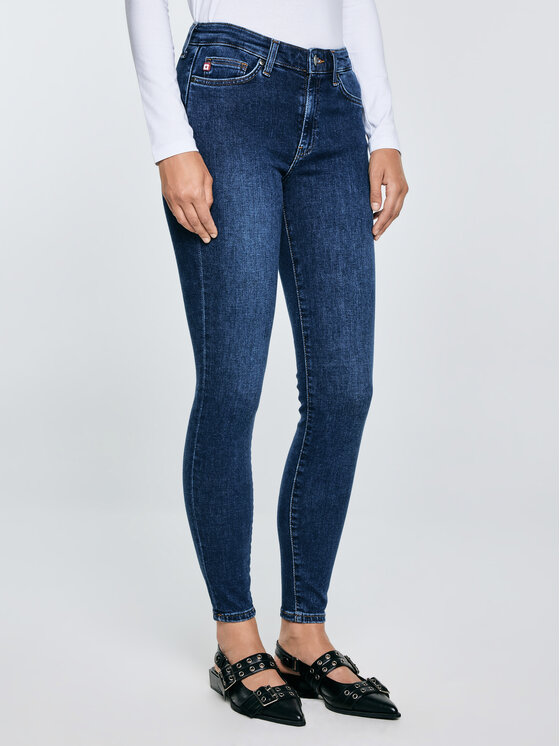 BIG STAR BIG STAR Jeansy MELINDA HIGH WAIST Granatowy Basic Fit