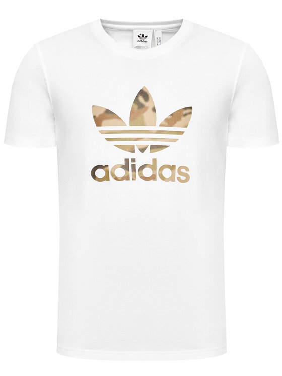 adidas adidas Majica Camo Trefoil Tee GN1855 Bela Regular Fit