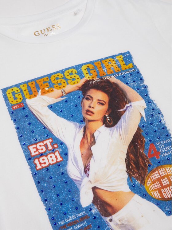 T-shirt Girl Easy W3GI18 K9SN1 Bianco Regular Fit