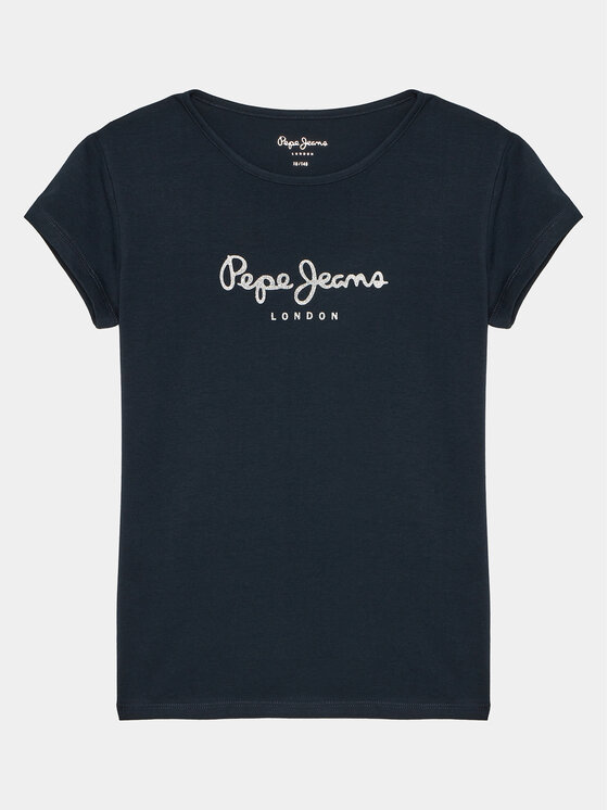 Pepe Jeans Tricou Hana Glitter PG503064 Bleumarin Slim Fit