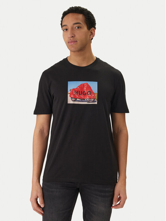 HUGO Tricou Dostino 50557674 Negru Regular Fit