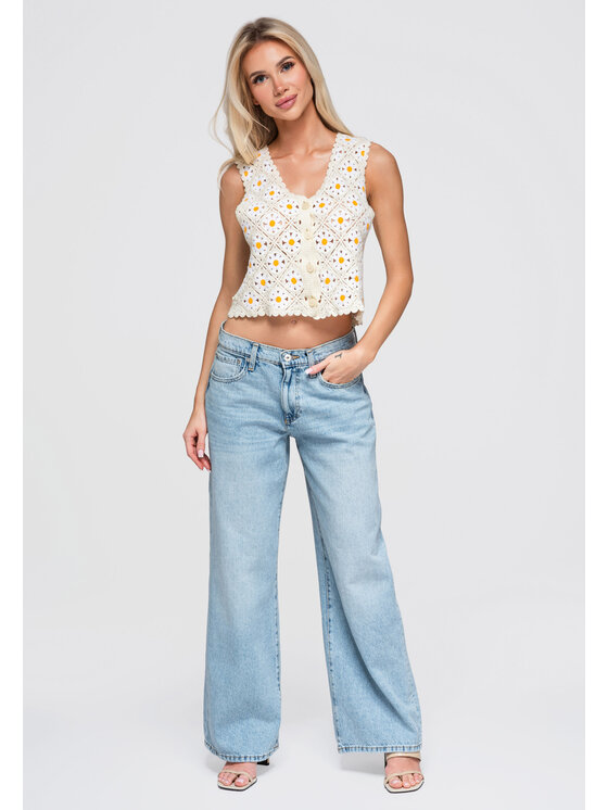 Ombre Ombre Bluzka OW-TS-E0047 Beżowy Loose Fit