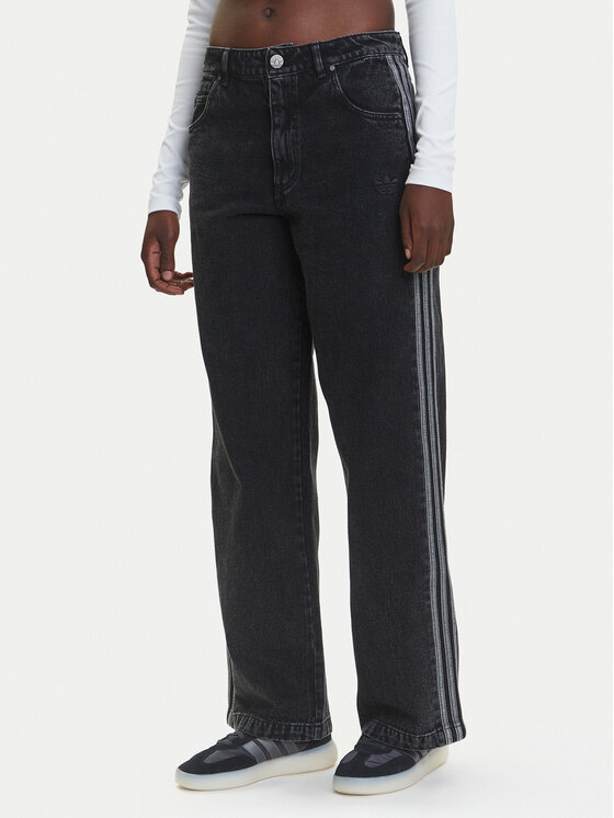 adidas adidas Blugi adicolor Denim 3-Stripes JD3109 Negru Loose Fit