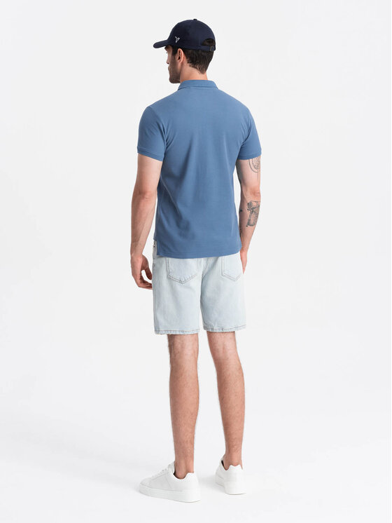 Ombre Ombre Polokošile OM-POBS-0100 Modrá Regular Fit