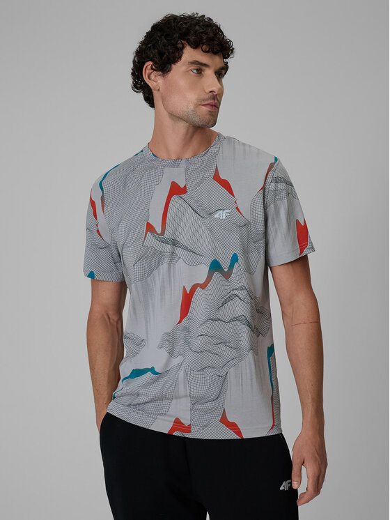 4F 4F T-Shirt NIGHT RUN Szary jasny Regular Fit