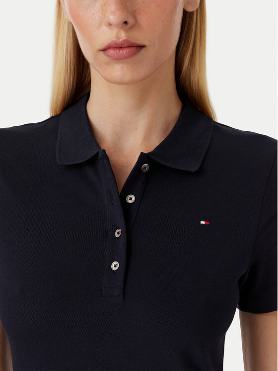 Tommy Hilfiger Tommy Hilfiger Kleid für den Alltag 1985 Slim Pique Polo Dress Ss WW0WW42048 Dunkelblau Slim Fit