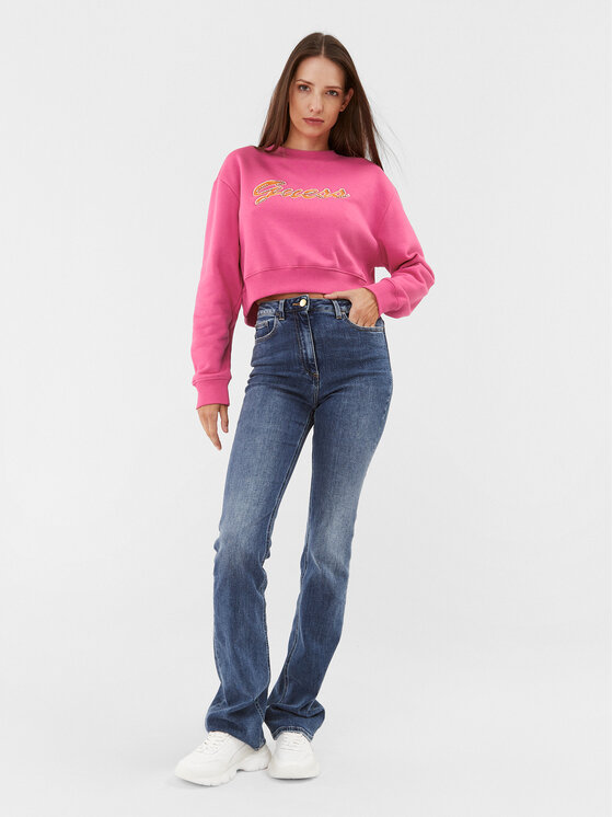 Guess Guess Bluza W3BQ13 KB681 Różowy Regular Fit
