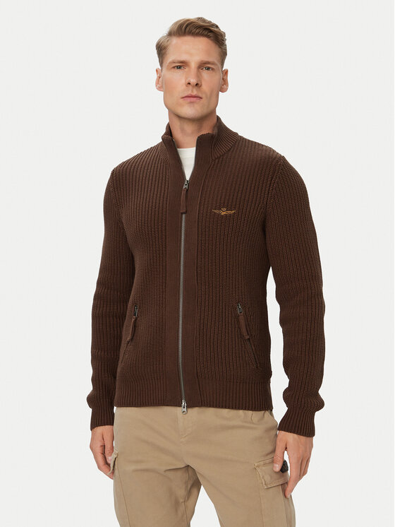Aeronautica Militare Pletena jopica 262MA1664UL00409 Rjava Regular Fit