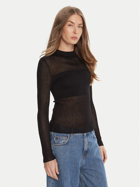HUGO Sweter Slumy_B 50543045 Czarny Regular Fit