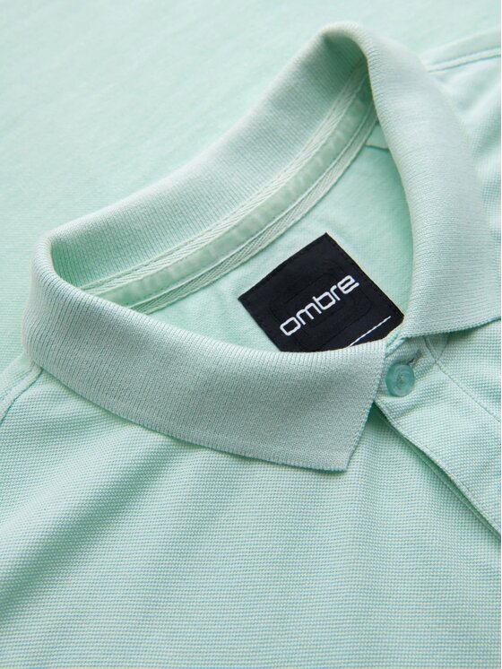 Ombre Ombre Polo OM-POSS-0103 Zielony Regular Fit