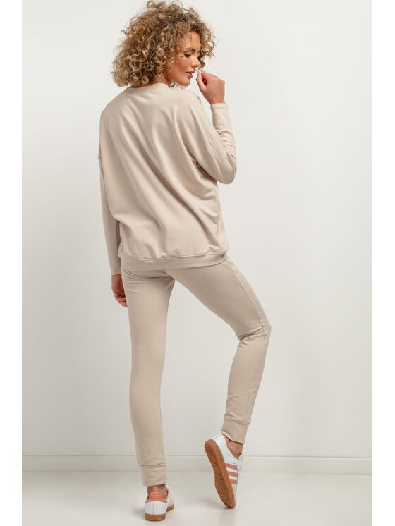 Tessita Tessita Bluza T381 Beżowy Straight Fit