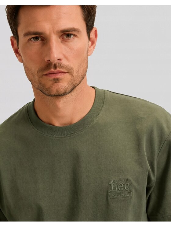 Lee Lee T-Shirt Workwear Essential Tee Zielony Relaxed Fit