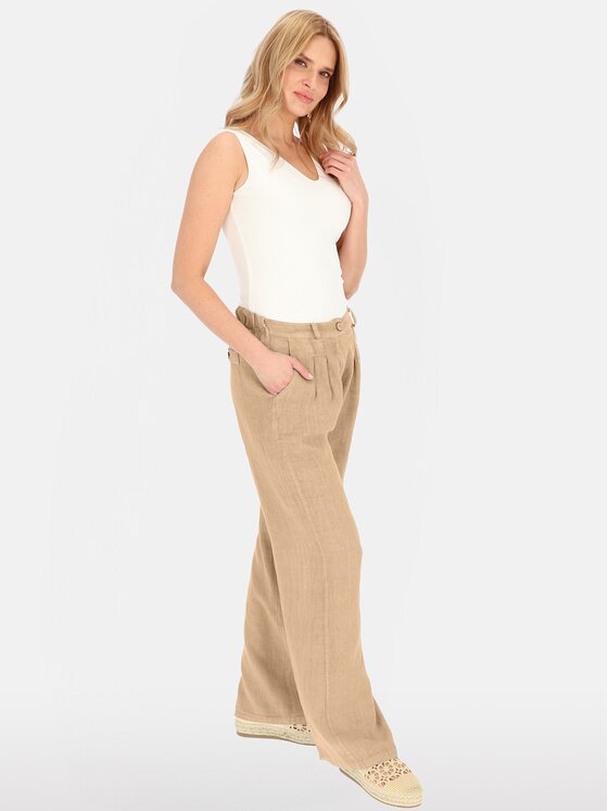 Perso Perso Spodnie damskie PTE255039F Brązowy Regular Fit