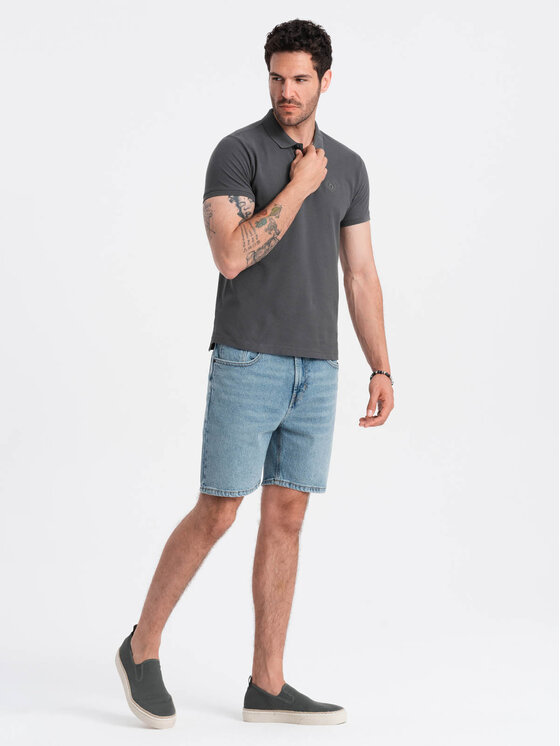 Ombre Ombre Polokošile OM-POBS-0100 Šedá Regular Fit